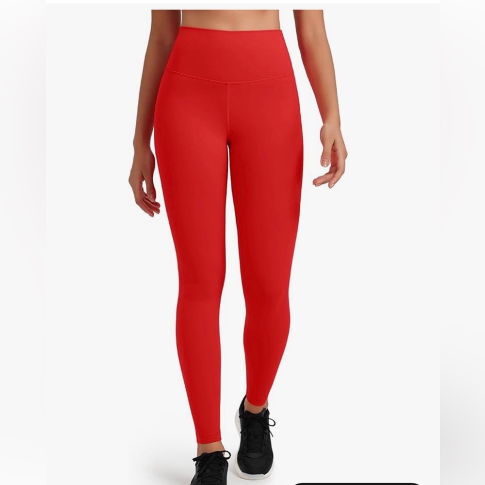Heynuts full length ,high waisted butter soft workout pants. W small color red